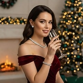 levne Dámský náhrdelník-elegantní sada stříbrných šperků s kamínky – třpytivý krystalový náhrdelník, náramek a náušnice pro ženy