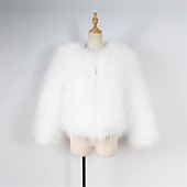 preiswerte Mädchen Kunstpelzmäntel-Kinder Mädchen Kunstpelzmantel Einfarbig Mode Schule Mantel Oberbekleidung Ab 4 Jahren Herbst Schwarz Weiß Kamel