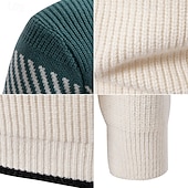 abordables suéter de los hombres-Hombre Suéter de punto Estriado Tejer Tops regulares De Punto Raya Cuello Barco Moda Básico Vacaciones Ropa Cotidiana Ropa Otoño Invierno Negro Blanco S M L