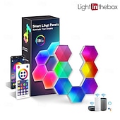 billige Smarte dekorative lys-Hexagonale LED-glødelamper RGBIC hexagonale LED-vegglamper Wi-Fi smarte hjemme kreative vegglamper med musikk-synk fungerer med Alexa-assistent fjernkontroll-app musikkontroll USB 3/6/10 pakker