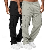 economico Pantaloni cargo-Per uomo Pantaloni Cargo Pantaloni da escursionismo Elastico in vita Multi-tasche Semplice Traspirante Lunghezza intera All'aperto Casuale Quotidiano Stile Etnico Stile Classico Verde+Cachi Blu+Cachi