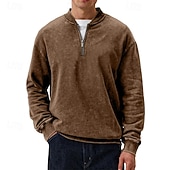 economico Felpe di base-Per uomo Maglia Felpa con zip corta Nero Rosso Blu marino Verde scuro Viola Mezza zip Semplice Zip a un quarto Sport &amp; Outdoor Quotidiano Ferie Poliestere Streetwear Essenziale Casual Primavera