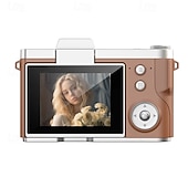 お買い得  アクションカメラ-1080P HDポータブルCCDカメラ 4Kレンズ フリップスクリーン USB充電式リチウムポリマーバッテリー 初心者向け旅行Vlogging 完璧なバレンタインデーギフト 初心者カメラ