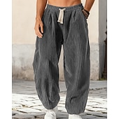 cheap Straight Leg-Men's Baggy Sweatpants Sweatpants Trousers Corduroy Pants Drawstring Pocket Elastic Waist Plain Comfort Sports Outdoor Daily Fashion Casual Black Blue Micro-elastic