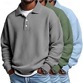 preiswerte Klassisches Poloshirt für Herren-Herren Waffel-Poloshirts Textur Formell Geschäft Klassisch Langarm Mode Einfarbig Einfach 3 Teile Mehrfachpackung Herbst Frühling &amp; Herbst Ganzjahres Lässiger Schnitt 1# 2# 3# 4# 5# 6#