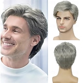 cheap Mens Wigs-Men's Black Wigs Short Wigs Natural Looking Heat Resistant Synthetic Hair with Adjustable Cap Black 180g