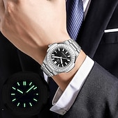 Недорогие Кварцевые часы-Оригинальные бизнес-часы с алюминиевым браслетом модные мужские часы с водонепроницаемостью IPX7 светящийся календарь повседневные кварцевые спортивные часы в коробке