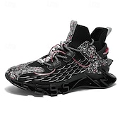 baratos Tênis de Corrida Masculinos-Tênis de corrida futuristas azuis masculinos com cabedal em malha e sola com absorção de impacto, calçados esportivos leves para esportes, academia e moda streetwear