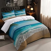 お買い得  羽毛布団カバーセット-ビーチブラウンの桐の木のバス3ピースダウン羽毛布団カバーセット、大きなベッド用、柔らかいショートフリース掛け布団カバーと枕カバー2枚付き - ホテルの寝室の寝具、居心地の良い &amp; 快適