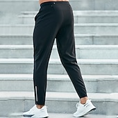 baratos Calças de Corrida &amp; Meias-Homens Calças de moletom com punhos calças esportivas Banda Refletora Bolso com zíper Cintura Alta Calças Ginásio Roupa Esportiva Dar certo Primavera Outono Elástico Respirável Academia Exercite-se