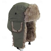 baratos Chapéu para Homem-Homens Aviador Chapéu Ushanka Chapéu de Aviador Chapéu com protetores de orelha Chapéus de inverno Preto Branco Poliéster Estilo vintage Aconchegante Roupa Diária Para Noite Cor Sólida / Simples
