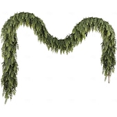 olcso Koszorúk, Girlandok és Díszek-karácsonyi cédrus girland valósághű, puha vastagságú fenyővel, műzöld műcédrus fenyő girland kandallópárkányhoz beltéri és kültéri ünnepi parti lakberendezéshez