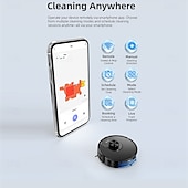 baratos Eletrodomésticos-Combinação de robô varredor e esfregão com operação de aplicativo de navegação lidar, mapeamento inteligente, zonas sem esfregão e configurações de parede invisível, carregamento automático, bateria