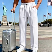 levne Přímá noha-Pánské Tepláky Široké tepláky Kalhoty Tepláky s otevřeným dnem Šňůrky Elastický pas Bez vzoru Prodyšné Plná délka Outdoorové sporty Ležérní Denní prázdniny Módní Černá Bílá Lehce elastické