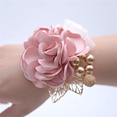 billiga Bröllopsbuketter-Bröllop handled blommor Handleds Corsage Bröllop / Fest Metall / Tyg Blomstil