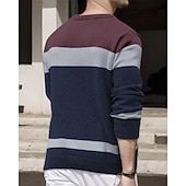 tanie sweter męski sweter-Męskie Sweter sweter Sweter z dzianiny Prążkowany Robić na drutach Zwykłe topy Dzianiny Kolorowy blok Półgolf Moda Podstawowy Urlop Dzienne zużycie Odzież Jesień Zima Biały Czerwony S M L