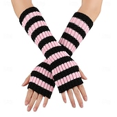cheap Gloves-Women's 1 Pair Half Finger / Knitted Gloves Streetwear / Outdoor Gloves - Striped Print