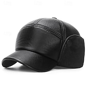 halpa Miesten pesäpallolippis-Miesten Korvaläppähattu Talvihattu Talvihatut Talven lämmin lippalakki Talvi baseball-lippis korvaläpäillä Musta Harmaa PU Fleece Muoti Moderni nykyaikainen Arki-asut Deitti Yksivärinen / yksivärinen