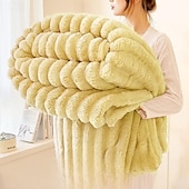 זול שמיכות וכיסויים-שמיכת פרווה ארנבת יוקרתית בצבע אחיד עבה וחמה קטיפה חלבית לזרוק שמיכת קטיפה רכה ונעימה למיטה במשרד