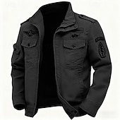 abordables Vestes Cargo-Homme Veste utilitaire Veste Cargo Veste Décontractée Vacances Quotidien Résistant à l&#039;usure Poche Avant Printemps Automne Uni Mode Classique Col montant Régulier Noir Kaki Vert Véronèse Veste