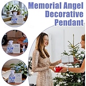 זול פסלים-מזכרת מלאך פרחים מיובשים "אל תשכח אותי", מתנה של מלאך "אל תשכח אותי" עם שקית אורגנזה וכרטיס תנחומים, מתאים לקישוט יפהפה לחלונות, עצי חג המולד, קישוט תלייה לזיכרון