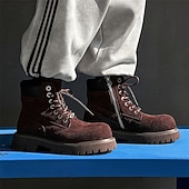 Χαμηλού Κόστους Μπότες εργασίας-Ανδρικά χακί σουέτ μποτάκια εργασίας μέχρι τον αστράγαλο με στιβαρή σόλα και απαλή εσωτερική επένδυση, ελαφριά, casual μπότες εξωτερικού χώρου για φθινοπωρινή και χειμερινή χρήση.