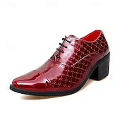 abordables Zapatos Oxford-Zapatos de vestir para hombre de piel sintética roja con detalle de tachuelas: elegantes zapatos de fiesta de Navidad para hombre.