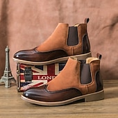 preiswerte Chelsea -Stiefel-Braune Chelsea-Boots aus Kunstleder für Herren – stilvoll und elegant, perfekt für Business Casual, formelle Anlässe und den Alltag.
