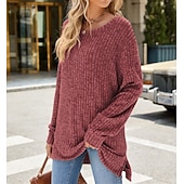 halpa Naisten Yksinkertaiset Paidat-Naisten Pusero Yhtenäinen väri Tyylikäs Vapaa-aika Pitkähihainen Tiukka pyöreä kaula-aukko Tavalliset topit Päivittäin Rypytetty Ruohonvihreä Musta Punastuvan vaaleanpunainen Viini Sininen Kevät