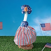 billige Veranda gåseantrekk-2 stk. patriotiske verandagåseantrekk sementgåskostyme 4. juli-stil gåsantrekk inkludert sløyfe og hatt til hagedekorasjon fest uteplass julegave