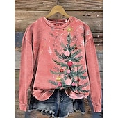 economico Felpa di Natale-Per donna Felpa Pullover Grafico Babbo Natale Natale Casual Manica Lunga Girocollo Top Regolari Casuale Streetwear Abbigliamento Quotidiano Nero Bianco Rosa Rosa scuro Rosso Autunno Inverno