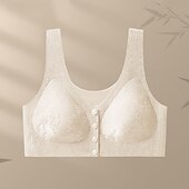 baratos Sutiãs esportivos &amp; coletes-Mulheres Sutiã com fecho frontal Roupa-Interior Conforto Liberdade Total Sem Fio Cor Sólida / Simples Esporte Roupas Esportivas Roxo Profundo Preto Academia Pilates Zumba