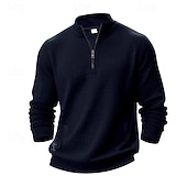 abordables Sweat-shirts basiques-Homme Sweat-shirt Sweat-shirt quart de fermeture éclair Gris Clair Demi-zip Uni Jacquard Quotidien Sport &amp; Loisir Fête Polyester Streetwear Basique Occasionnel Printemps Automne Vêtement Tenue Pulls