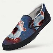  Men's Christmas Santa Graphic Slip-On Sneakers – Fun 3D Santa Face, Comfortable Casual Style, Perfect for Holiday Parties & Christmas Celebrations