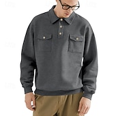 abordables Sudaderas Básicas_-Hombre Sudadera Gris Claro Diseño Plano Bolsillo Diario Deporte Festivos Poliéster Ropa de calle Básico Casual Primavera &amp; Otoño Ropa Sudaderas con capucha Sudaderas Manga Larga