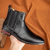 お買い得  チェルシーブーツ-メンズブラウンフェイクレザーチェルシーブーツ - スタイリッシュなスリッポンデザイン、快適で多用途、フォーマルやスマートカジュアルなシーンに最適