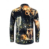 olcso Ingek-Karácsony Hosszú ujjak Gombos ing Mikulás Grafikus Újdonságok Vicces mert Férfi Felnőttek 3D nyomtatás mert Karácsony Farsang Újév Parti