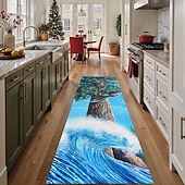 Недорогие Беговые коврики-Коврик-пробежка Орел и волна океана для коридора и кухни мягкий нескользящий машинная стирка искусственный кашемир природный коврик с величественным деревом и морским дизайном пробежка Красного