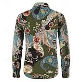 levne Etnický Vzor-Pánské Kašmírový vzor Etno Košile Dlouhý rukáv Vinobraní Módní Chladný ulice Denní Dovolená Jaro &amp; podzim Límeček Žlutá Armádní zelená Rubínově červená Trávová zelená