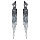 economico Orecchino da donna-orecchini lunghi con nappe di cristallo scintillanti da donna: eleganti gioielli scintillanti per matrimoni, feste ed eventi formali