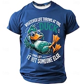  T-shirt grafica da uomo maniche corte divertente citazione del'anatra 'Qualsiasi cosa la vita ti riservi abbatti e lascia che colpisca qualcun altro'