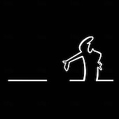  Maglietta grafica caricatura La Linea da uomo divertente minimalista pop culture a maniche corte nera