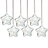 baratos Ornamentos-Conjunto de 6 enfeites de Natal em vidro transparente facetado em formato de estrela, ideais para centros de mesa, captadores de luz solar e decoração de cristal para árvores de Natal, janelas,