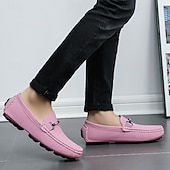 ieftine Loafers casual-Bărbați Mocasini &amp; Balerini Retro Mărime Plus Size Plimbare Casual Zilnic PU piele Comfortabil Cizme înalte Loafer Galben Roz Mov Deschis