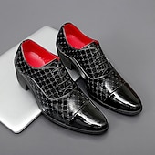 abordables Zapatos Oxford-Zapatos de vestir para hombre de piel sintética roja con detalle de tachuelas: elegantes zapatos de fiesta de Navidad para hombre.