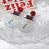 economico Anelli da donna-orecchini a forma di pupazzo di neve – orecchini scintillanti per le feste natalizie con cappello rosso e naso per donna