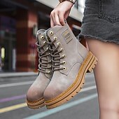 economico Stivali da lavoro-Per uomo Stivali Stivali da Lavoro Camminata Vintage Quotidiano PU Aumento Altezza Confortevole Stivali a Metà Polpaccio Allacciatura Tessuto almond Nero Giallo Autunno Inverno