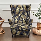 abordables Funda para silla con respaldo-floral, rayado &amp;Fundas para sillones orejeros con estampado geométrico, fundas elásticas de poliéster para sillones, protectores decorativos para muebles