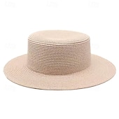 economico Cappelli da Festa-Cappelli Poliestere Cappello di paglia Matrimonio Ferie Tè Corsa di Cavalli Cocktail Vintage Protezione Solare Con Giunzione Copricapo Copricapo