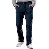 abordables Pierna Recta-Hombre Pantalones de Deporte Pantalones Pantalones deportivos de pierna recta Correa Bolsillo Cintura elástica Bloque de color A Rayas Comodidad Diario Deporte Moda Casual Vino Verde Ejército